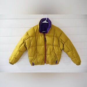Vintage Eddie Bauer Reversible Goose Down Puffer Jacket Color Block 90s USA M
